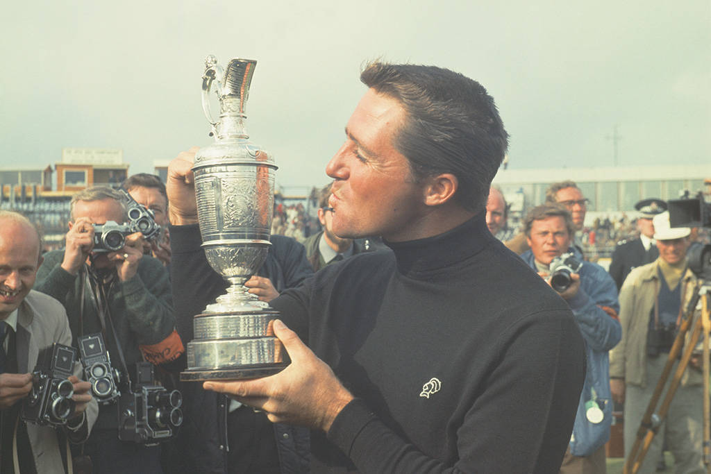 Gary Player with the Claret Jug after winning The Open in 1968